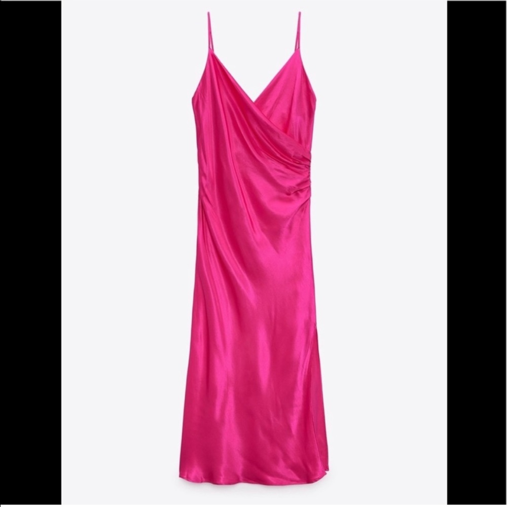 NWT | Zara Satin Effect Slip MIDI Dress | Size S